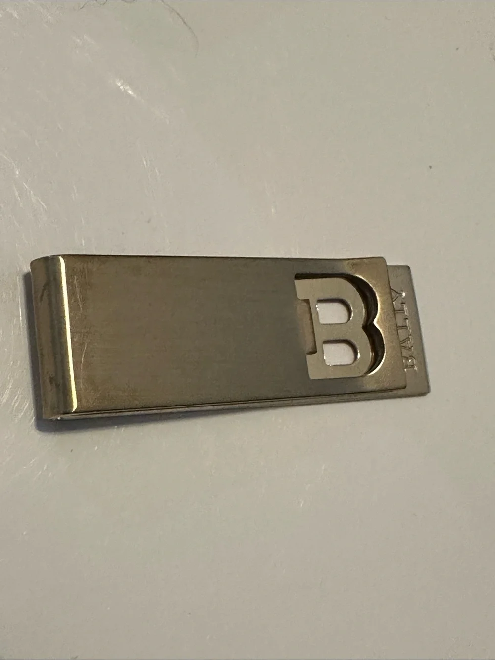Vintage Bally Made in Italy B Logo Gold Tone Money Clip